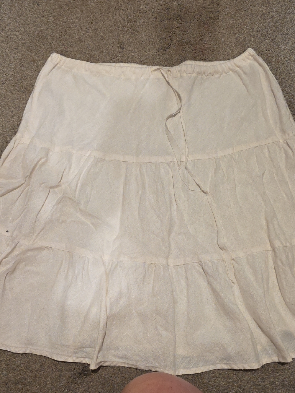 Allen Allen Cream Tiered A-Line Skirt